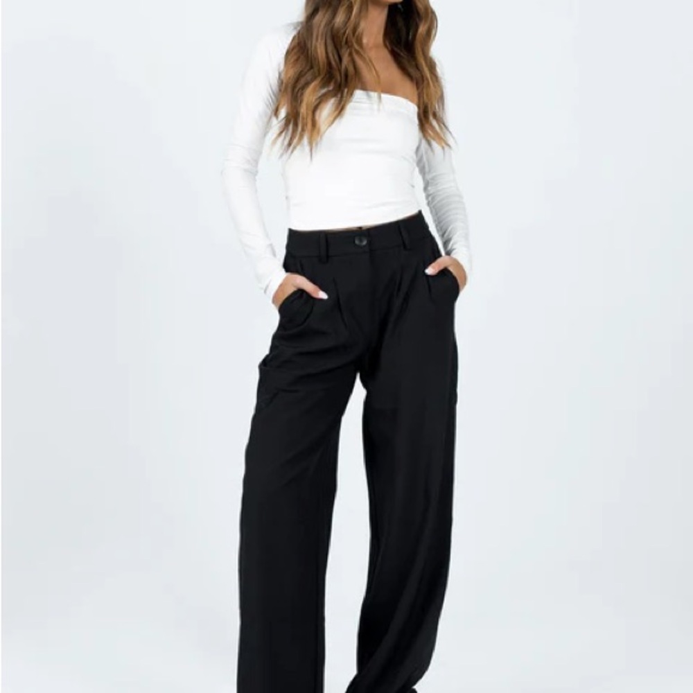 Princess Polly Black Archer Wide Leg Trouser Pant Size 6